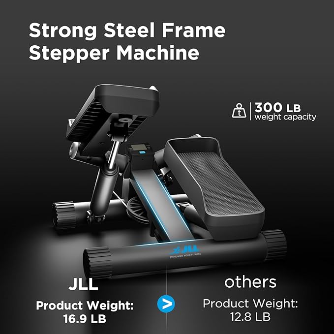 JLL Smart Twist Stepper Machine with Resistance Bands, Space-Saving Portable Mini Stair Stepper for Home, Full Body, Golden Exercise Angle, Dual Hydraulic Quiet Resistance, Adjustable Height,Bluetooth