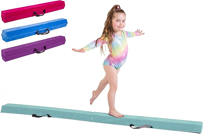Artistic Gymnastics Beam for Home - 210/240/270/300 - Amazing Balance Equipment for Kids at Home - Faux Suede, High Density EVA Foam - Carrying Straps