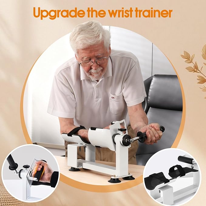 Wrist Joint Assisted Exerciser,Daily Recovery Training strengthening Power Device with Armrest Support, Adjustable Resistance, 4 Suction Cups
