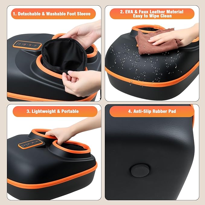 Foot Massager Machine with Heat, Upgrade 6 Airbags 29 Nodes Deep Rolling, Compression, Ankle Kneading, Shiatsu Foot Massager for Neuropathy Plantar Fasciitis, Gifts for Men Women Fits Up to 13"