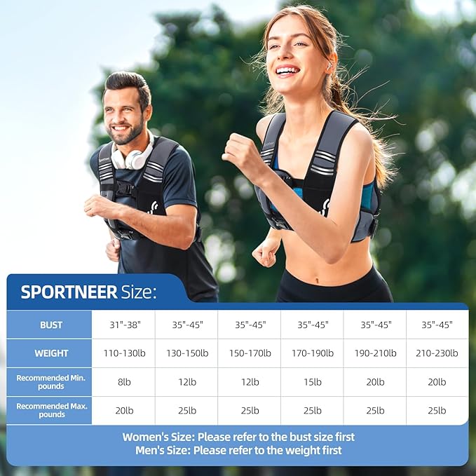 Sportneer Weighted Vest Woman: 8lb/12lb/15lb/20lb/25lb Weight Vest for Walking with Phone Bag, Adjustable Women Weighted Vest for Running Rucking Vest for Jogging Strength Training Weight Loss