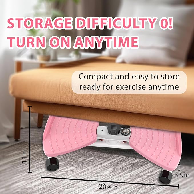 Twisting Waist Machine, Twist Board for Exercise, 300 lbs Weight Capacity, Noiseless Ab Twister for Home Gym Equipment for Women/Men, Track Time, Reps, Calories with Digital Display (Pink)