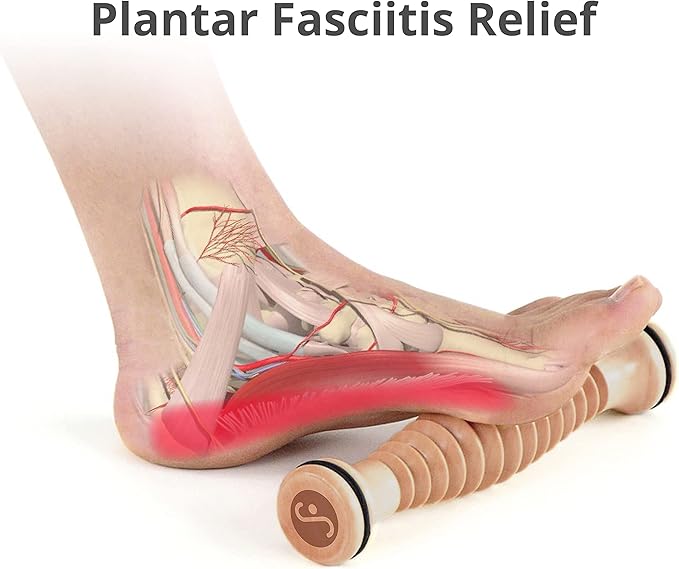 Body Back Wooden Foot Roller, Foot Massager for Plantar Fasciitis, for Stress Relief Support and Relaxation Through Smooth Fasciitis Roller Circulation Foot Pain Acupressure, 2 Pack