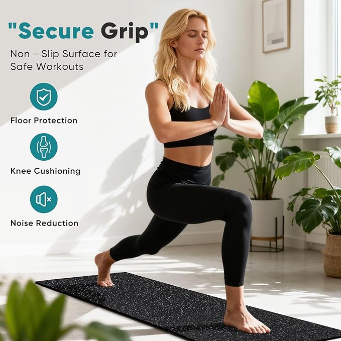 OLIXIS Interlocking Rubber Floor Tiles, 1/2 Inch Thick Non-Slip Gym Flooring Mats for Home Gym, Garage Floor Mats Protective Workout Room Tiles for Weight Lifting & Cardio, 12 Pcs