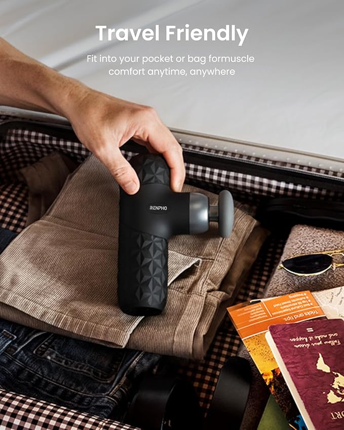 RENPHO Mini Thermal Massage Gun with Heat, FSA Eligible HSA, Birthday Gifts for Women Men, Portable Deep Tissue Percussion Massager, Color Silicone Sleeves Travel Size with Carry Case