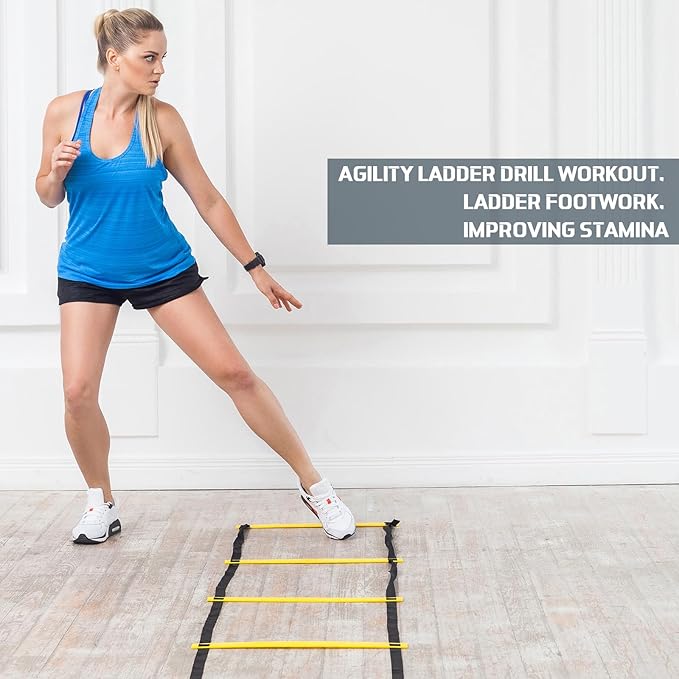 Sosation Agility Ladder 20 Feet Adjustable Rungs Speed Training Exercise Ladders with Carry Bag for Kids and Adults Soccer Football Boxing Footwork Sports Speed Agility Training