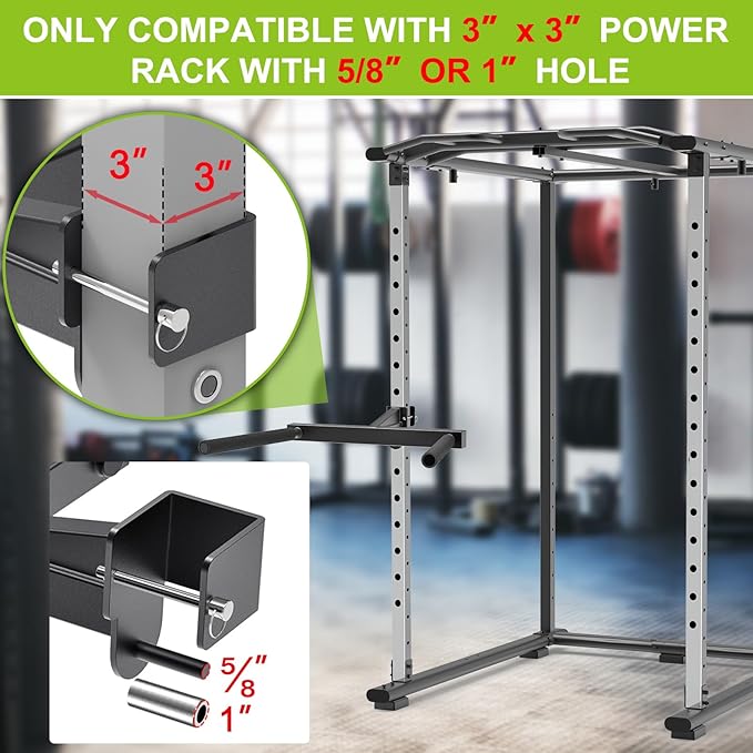 Kipika Y-Shaped Dip Bar for Power Cage with 5/8" or 1" Hole - Dip Bar Attachments for Home Gym - Heavy Duty Power Rack Attachments - Squat Rack Accessories for Strength Training