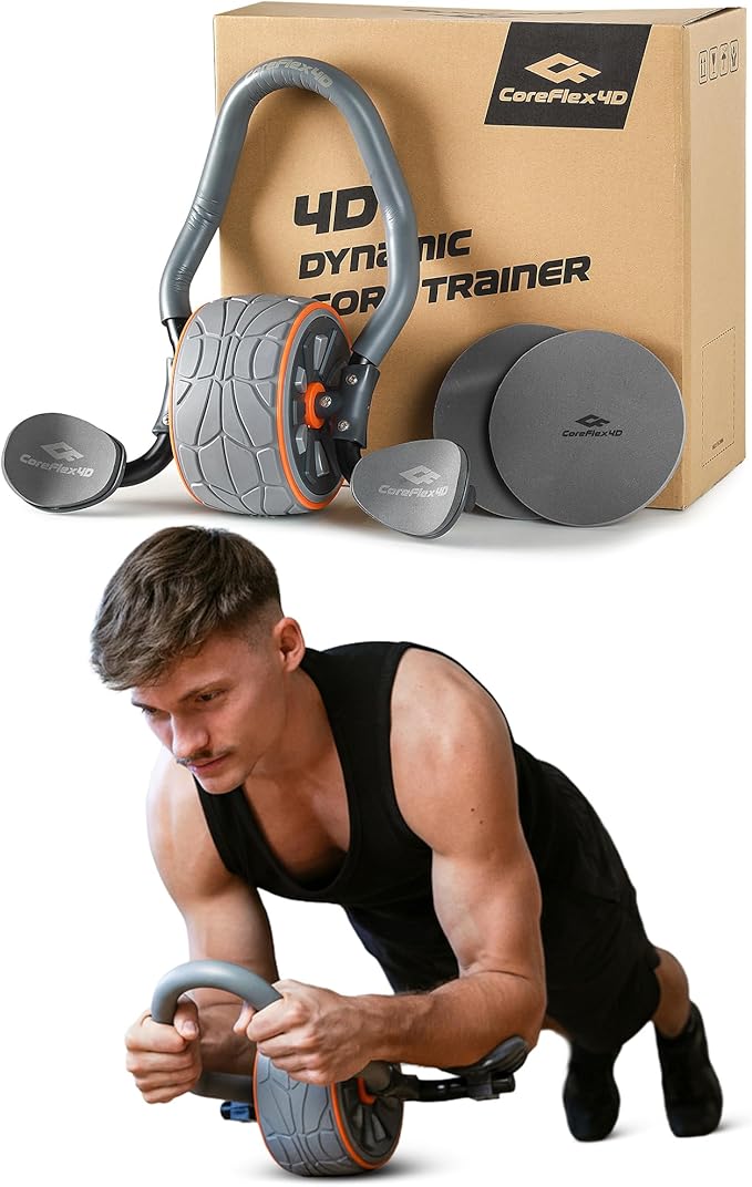 CoreFlex4D Ab Roller Wheel with Elbow Support – Dynamic 4D Core Workout Equipment for Abs, Obliques & Stability – Heavy Duty Home Gym Ab Machine for Strength Training & Full Body Fitness