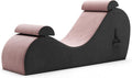 Avana Chakra Yoga Chaise - 2 Adjustable Headrests & Handles with Adjustable Straps, Micro-Velvet/Microloop, Rose & Grey