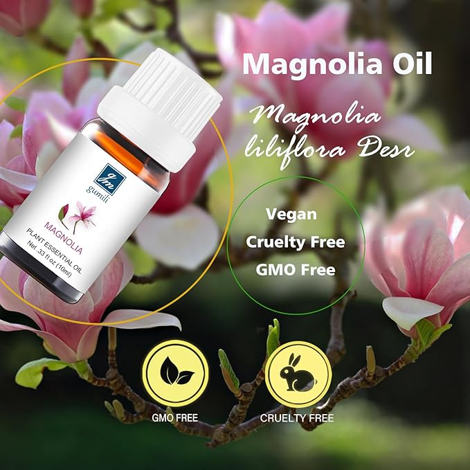 Magnolia Essential Oil - Pure Natural Fragrance for Aromatherapy, Perfume Making, Candles, Soap, Room Spray, Diffuser Blends - Organic, 10mL Undiluted