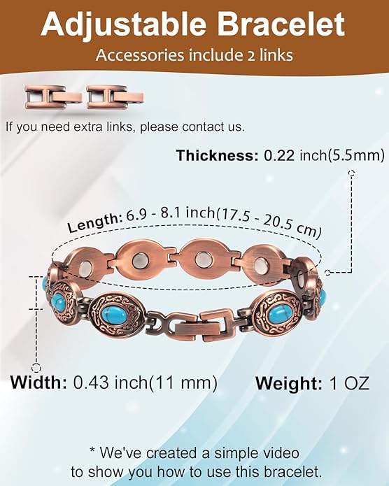 MagVIVACE Copper Bracelet for Women, Magnetic Jewelry with Magnet