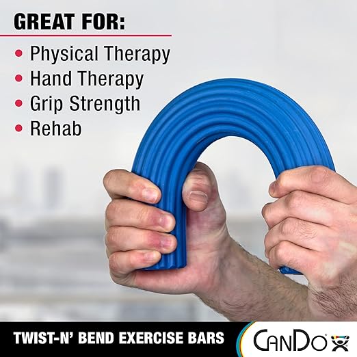 CanDo Twist-n' Bend Flexible Resistance Bars For Grip And Forearm Strengthening. Great for Physical Therapy, Rehabilitation, Golf Training, Tennis Elbow, Injury Recovery, And Tendonitis Pain Relief.