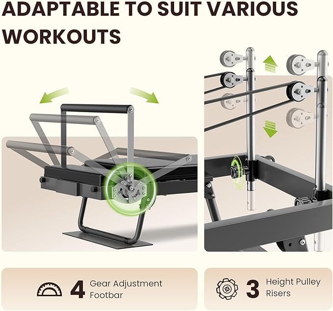 91“ Pilates Reformer Machine – Foldable Full-Body Home Pilates Equipment with Adjustable Resistance, Jumpboard, Upgraded Wheels, 400lb Support, for Rehab & Core Strength