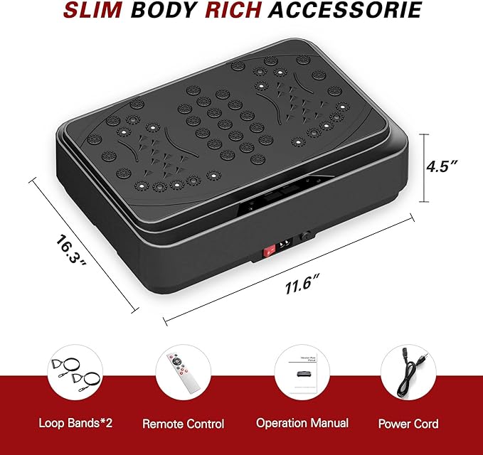 Vibration Plate Exercise Machine, Full Body Workout Vibration Platform with Resistance Bands, Fitness Machine for Weight Loss, Toning & Lymphatic Drainage, Home Gym Equipment,