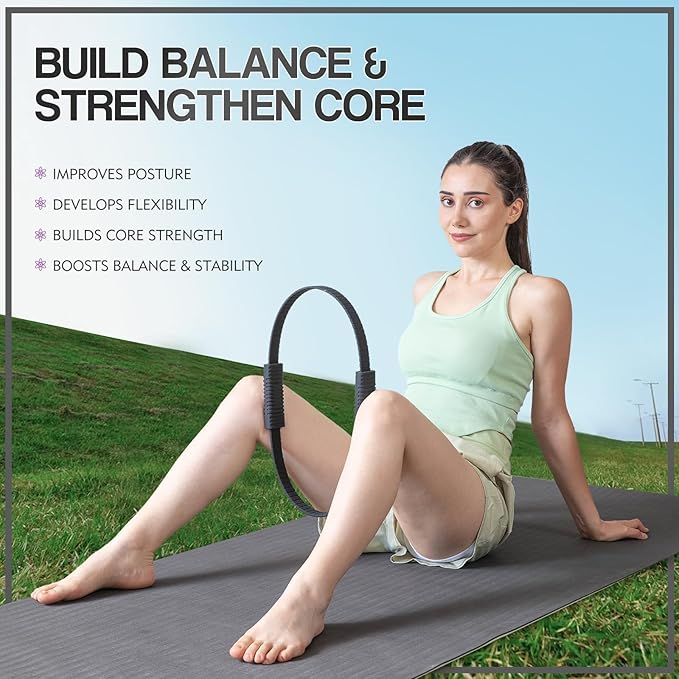 Pilates Kit, Pilates Ring and Ball Set with 5-Level Resistance Bands for Core Strength, Stretching, Toning & Full Body Home Workout Pilates Equipment