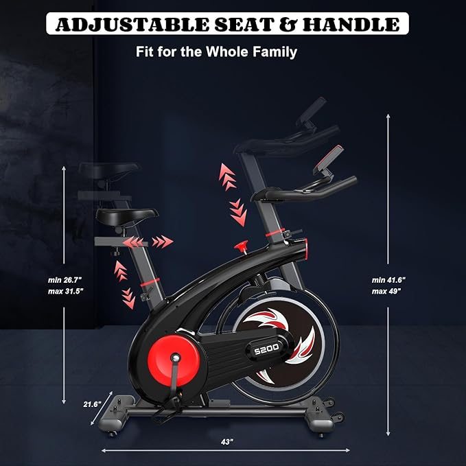 NAYSAYE Exercise Bike, Adjustable Stationary Bikes with Smartphone Mount, Professional Exercise Bike with Digital Pulse Display for Home and Office