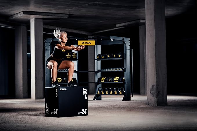 ZIVA 3-in-1 Plyo Box – Premium High-Density PE Foam or PU Wood-Foam Jump Box with Non-Slip PVC Cover – Commercial-Grade Plyometric Platform for Jump Training, Step Workouts & Home Gym (20x24x30")