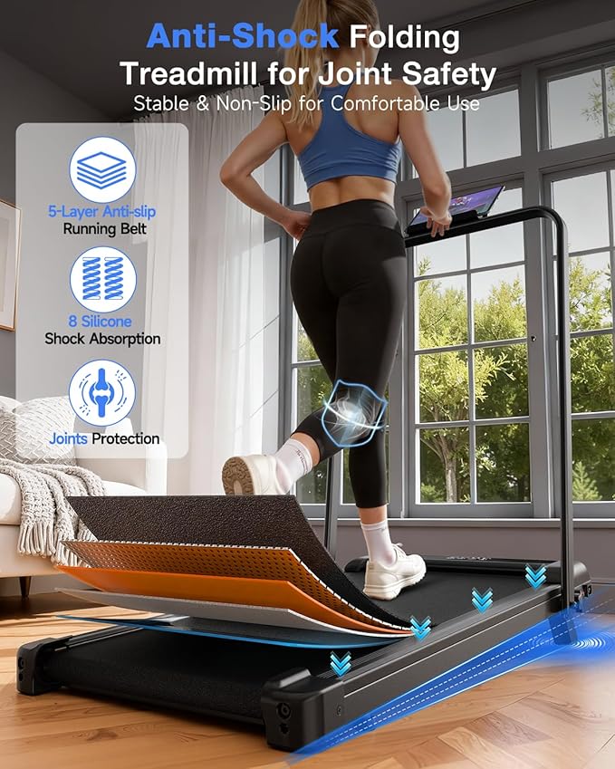 Incline Walking Pad with Handle Bars, 3.5HP Foldable Portable Treadmills for Home Office, Low Noise <40dB Under Desk Treadmill with 330LB Capacity, Wide Running Belt with Remote Control & LED Display