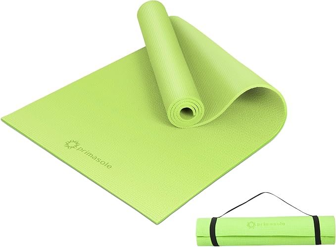 PrimasoleLight Green‌ Non Toxic Yoga Mat with Poses - 68"Lx24"Wx1/4 Inch Non-Slip Workout Mats for Home, At Home Workout Mat with Carry Strap for Yoga Pilates PSS91NH044NA