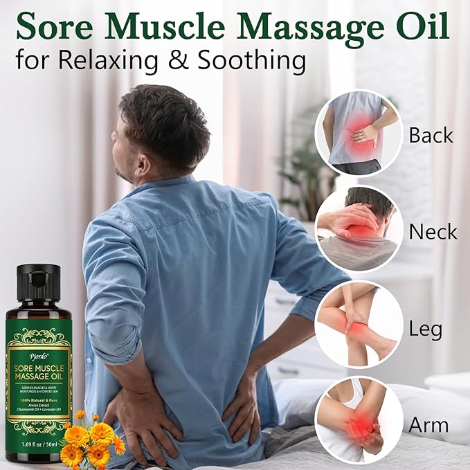 5 Pack Massage Oil for Massage Therapy, Lavender, Vanilla, Sore Muscle, Syringa & Anti Cellulite Massage Oil Kit for Relaxing Muscle & Soothing The Body, Home Spa Gifts for Her Him