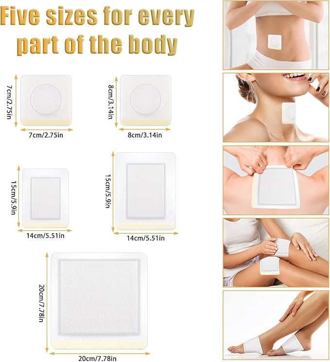 50 Pcs Disposable Self-Adhesive Organic Castor Oil Pack Wrap for Waist,Hands and feet, Navel, Thyroid Gland，Highly Absorbent Castor Oil Pack Wrap Easy to Use