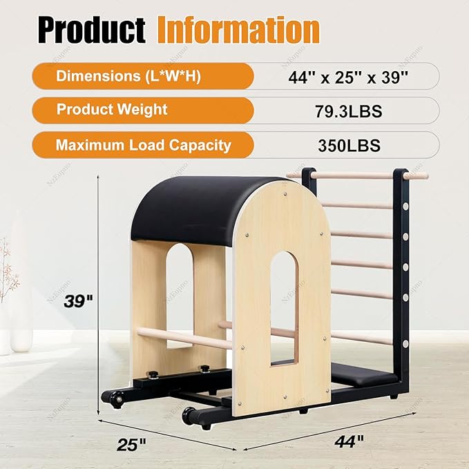 Pilates Barrel Ladder Machine, Ladder Workout Equipment for Building Strength and Flexibility, Core Barrel Training Tool for Balance, for Home Pilates Gym or Studio Black