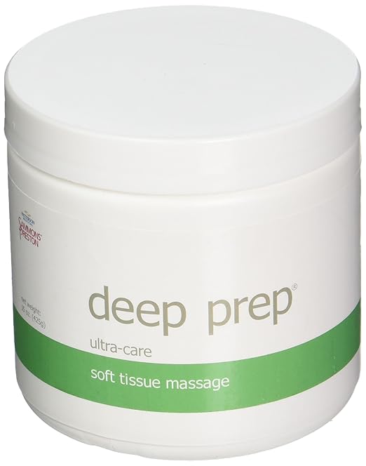 Rolyan Deep Prep Ultra Care Deep Tissue Massage Cream, Hypoallergenic & Odorless Professional Massage Creme for Relaxing Full Body Pain Relief, Unscented & Safe to Use On All Skin Types, 15 Ounce Jar