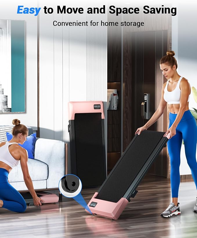 DeerRun Under Desk Walking Pad Treadmill for Home & Office, 6% Manual Incline, 2.5 HP, 0.6–3.8 MPH Walking Speed, 300 lb Capacity, App & Remote Control
