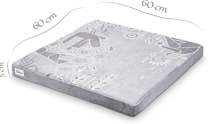 Zaveur Royal Court Meditation Mat With Velvet Cover - 24" x 24" Square Zabuton Thick Yoga Mat - Non Slip Exercise Mat for Home Workout - Thick Foam Exercise Floor Mat for Zafu or Bench