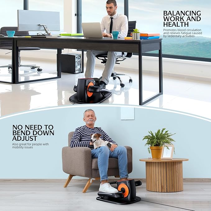 Under Desk Elliptical, Leg Exerciser While Sitting for Seniors, Quiet Portable Electric Seated Pedal Exerciser with Remote Control and 12 Adjustable Speeds for Home Office