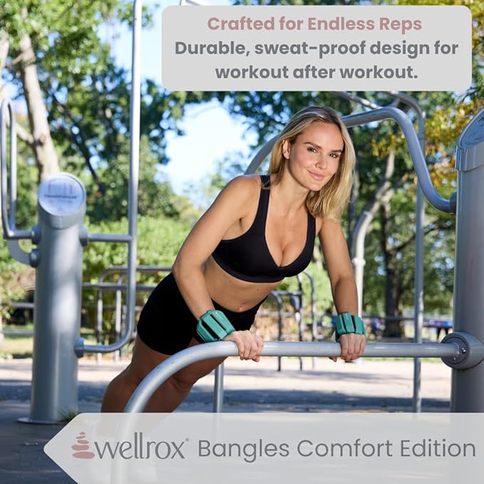 Wellrox Weighted Bangles – Adjustable Ankle and Wrist Weights for Women & Men – Set of Ankle Weights 2 lbs (1 lb Each Wrist Weight) | Weighted Arm Bands for Pilates, Yoga, Running & Walking