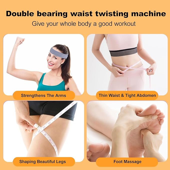 Waist Twister Machine Exercise Pilates Twister Set, 180° Rotating Fitness Board, 330lbs Capacity, Non-Slip Twist Board, Rotating Fitness Board for Unisex