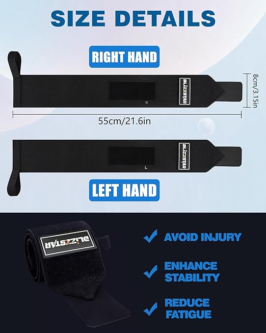 Wrist Wraps, 2-Pack Gym Wrist Support Wraps, 55cm Weight Lifting Wrist Straps, Enhanced Wrist Bandages for Fitness Bodybuilding Training