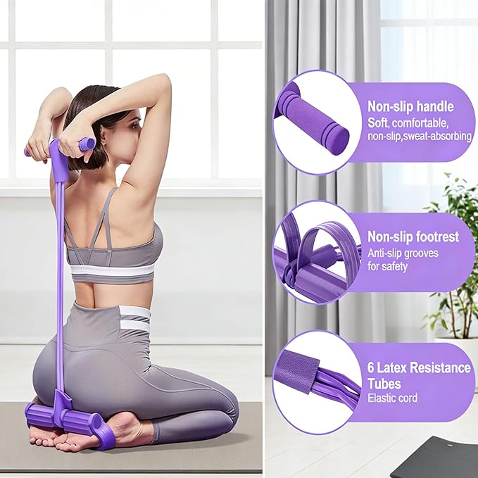 2026 New 8-Tube Pedal Resistance Device - Detachable and Adjustable Pedal Resistance Device, 21 Fitness Resistances Bands, Stretching Workout Fitness Bands for Full Body Exercise