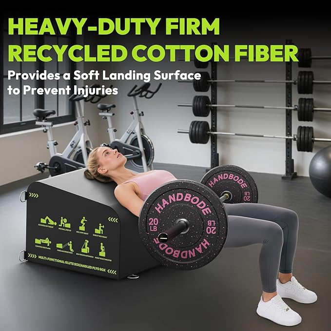 Hip Thrust Bench, Multi-Functional Slip-Free Hip Thrust Machine for Glute Bridge, Box Jump, Push-Ups, Squat, Ab Exercise, Suitable for Home & Gym