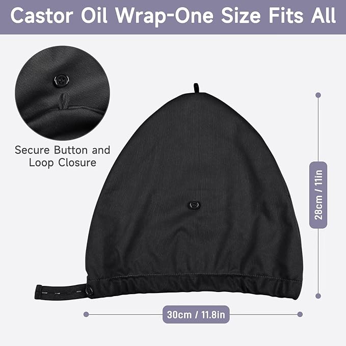 Castor Oil Pack Wrap Overnight Hair Wrap for Sleep Reusable Hair Cap Cover (Oil Not Included)