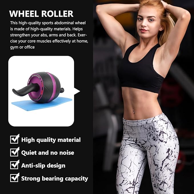 BESPORTBLE Automatic Rebound Ab Roller Wheel for Core Workout with Wide Non-slip Handles Silent Fitness Equipment for Home Gym Strength Training Suitable for Men and Women