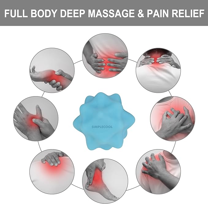 Small Spiky Massage Ball Trigger Point Massage Tool. Solid Bumpy Massager Balls for Deep Tissue Myofascial Release Hand Foot Plantar Fasciitis Pain Relief Knots Acupoint Yoga Fitness. 2.2×2.1in (Blue)