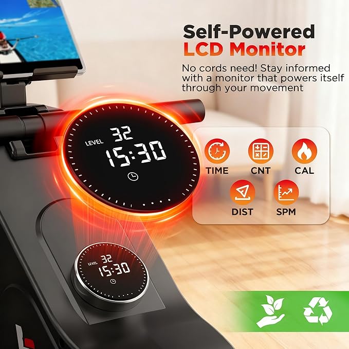 Rowing Machines for Home,Quiet Resistance Magnetic Rower Machine with 32 Levels,350lb Weight Capacity,Compact Dual Slide Rail,LED Monitor & Comfortable Seat,App Supported&Tablet Holder