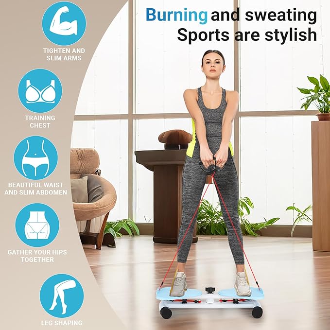 Waist Twister Machine with Resistance Bands-Slim Waist & Core Ab Exercise Board, 300 lbs Weight Capacity, Noiseless Home Gym Equipment for Women Men