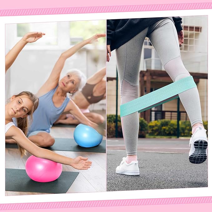 Poen Pilates Equipment Kit for Home Workout Pilates Ring and Ball Set for Women 12'' Circle Yoga Fitness Essentials Kit with Resistance Bands, Yoga Strap, Socks,Bag
