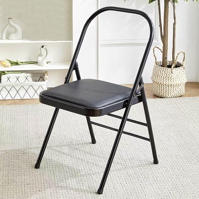 Pilates Yoga Chair,Backless Yoga Chair Prop,Yoga Chair Iyengar,Yoga Inversion Chair,Metal Folding Chair,Black