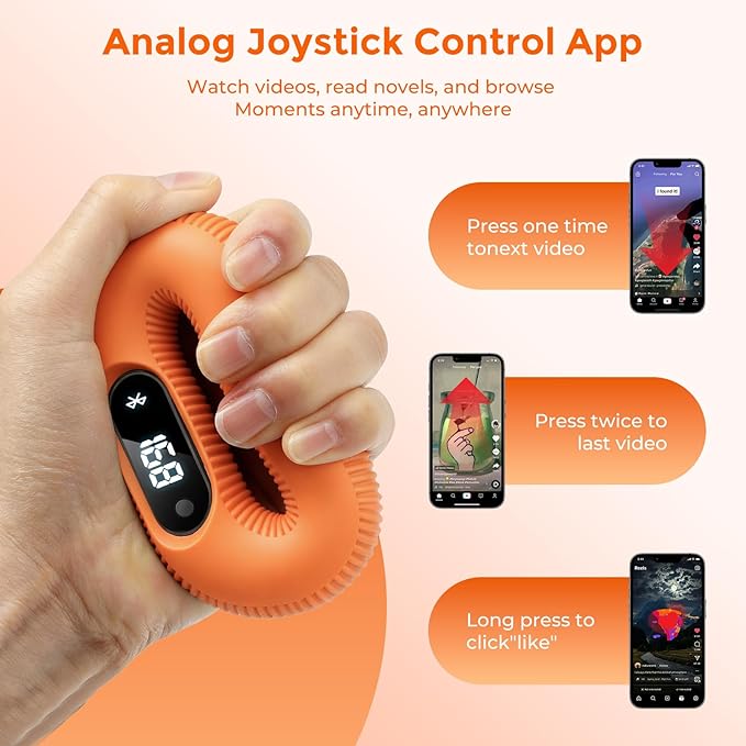 Smart Bluetooth Hand Rehab Exerciser, Silicone Grip Strength Trainer with App Tracking for Injury Recovery, Arthritis Relief, Finger Forearm Muscle Training, Finger Mobility, Carpal Tunnel & Recovery