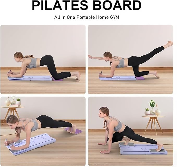 Pilates Reformer Board Set - 2026 Foldable 8-in-1 Pilates Machine for Full Body Workouts, Ab Core Trainer with Resistance Bands, Portable Home Pilates Equipment for Women & Men