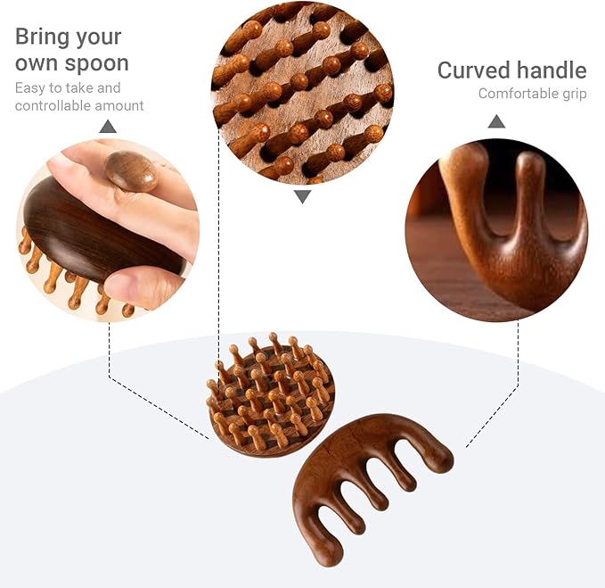 Wooden Scalp Massager | Premium Hair Care Tool Scalp Massager for Hair Growth, Manual Handheld Design, Portable for Home Spa & Stress Relief | Gentle Scalp Care
