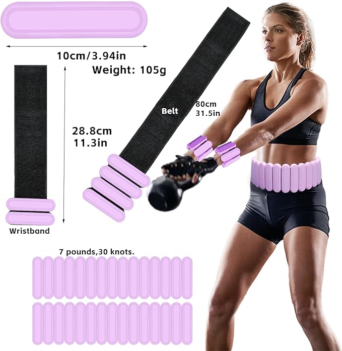Silicone Adjustable Weighted Belt for Women & Men – DIY Weighted Walking & Exercise Belt with Removable Weights – Gym, Strength Training, Yoga, Hiking – Free Weight Adjustment for Wrist & Ankle