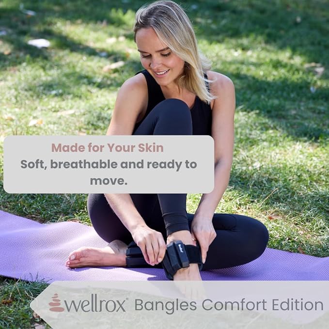 Wellrox Weighted Bangles – Adjustable Ankle and Wrist Weights for Women & Men – Set of Ankle Weights 2 lbs (1 lb Each Wrist Weight) | Weighted Arm Bands for Pilates, Yoga, Running & Walking