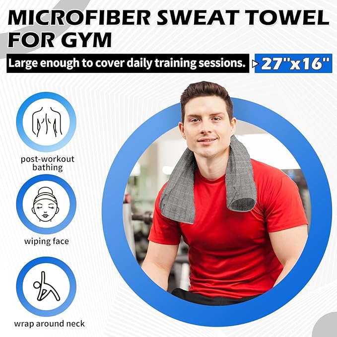 HOMERHYME Microfiber Gym Towels, 5 Pack Yoga Towels, 16 x 27 Inch Quick Dry Hand Towels, Absorbent Towel Set for Fitness Workout Beach Travel Sweat, Home Gym Accessories for Women & Men