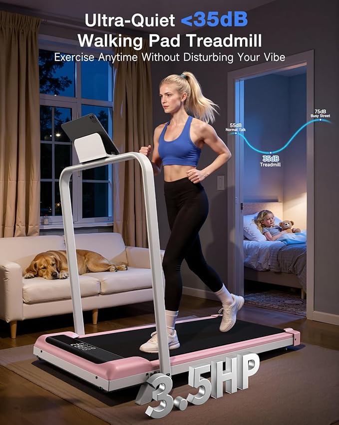 Incline Walking Pad with Handle Bars, 3.5HP Foldable Portable Treadmills for Home Office, Low Noise <40dB Under Desk Treadmill with 330LB Capacity, Wide Running Belt with Remote Control & LED Display