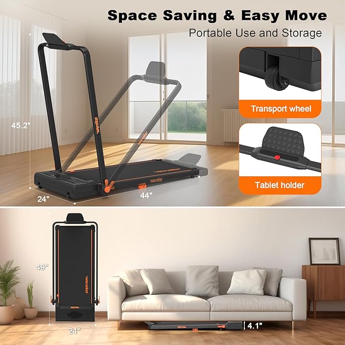 Walking Pad Treadmill, Under Desk Treadmill, Portable Treadmill for Home Office, Compact Quiet Desk Treadmill, Jogging Running Machine with Remote Control & LED Display, Installation Free